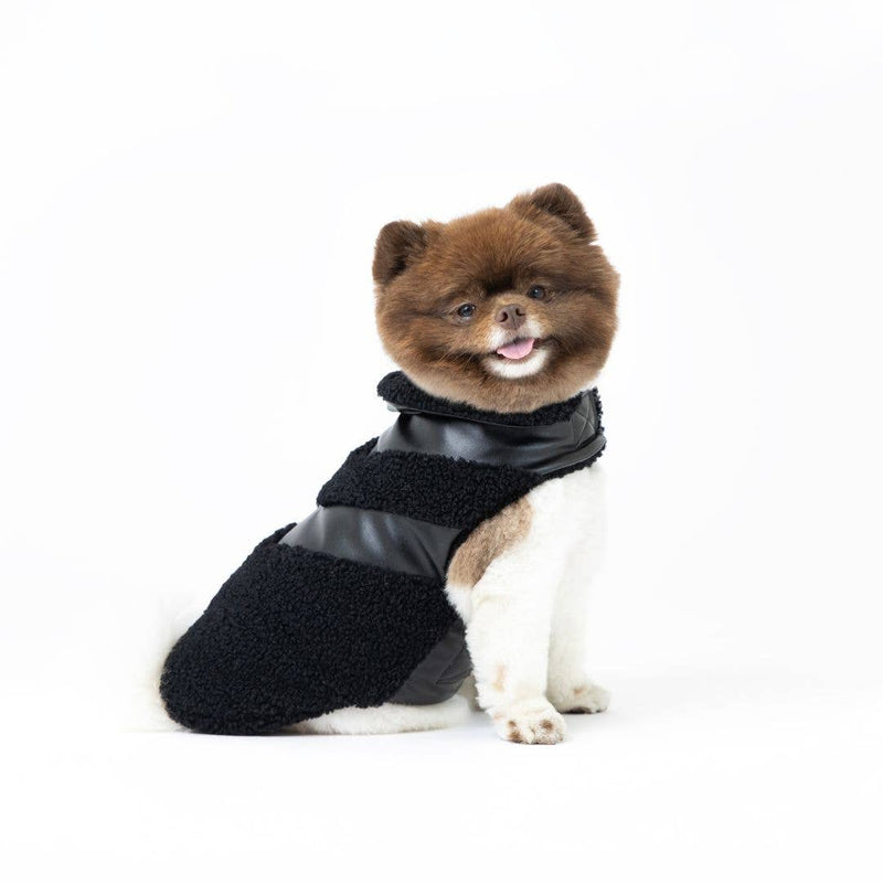 Fabdog | Fab Ski Leather Shearling Puffer Black-Fabdog-Love My Hound