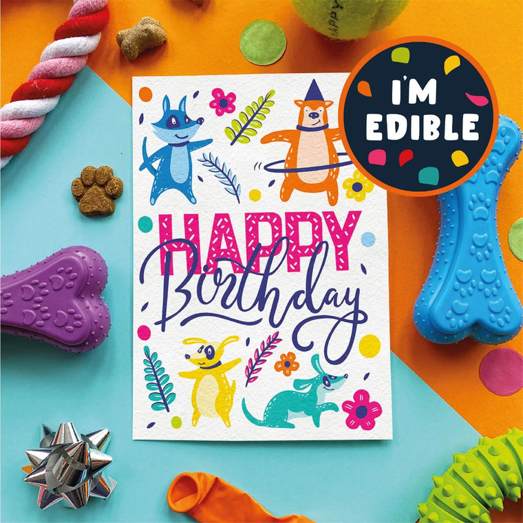 Scoff Paper - Happy Birthday Flowers - Edible Birthday Card