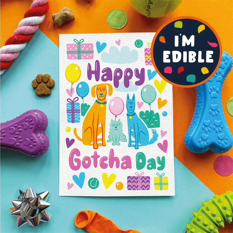 Scoff Paper - Happy Gotcha Day - Edible Birthday Card