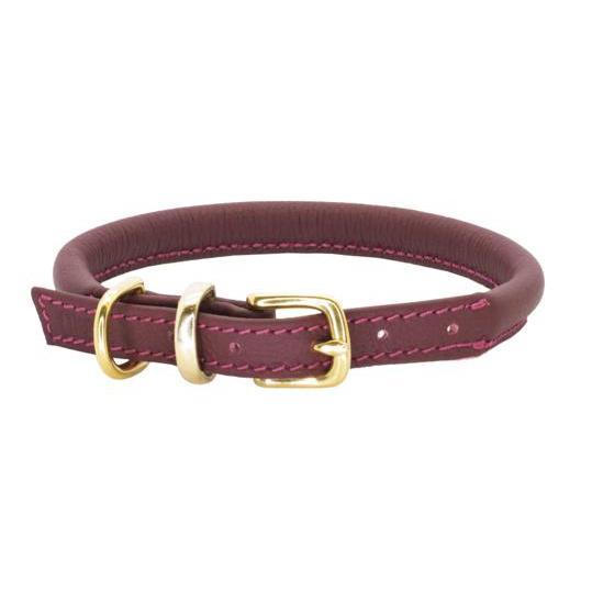 Dogs & Horses Rolled Leather Dog Collar - Merlot