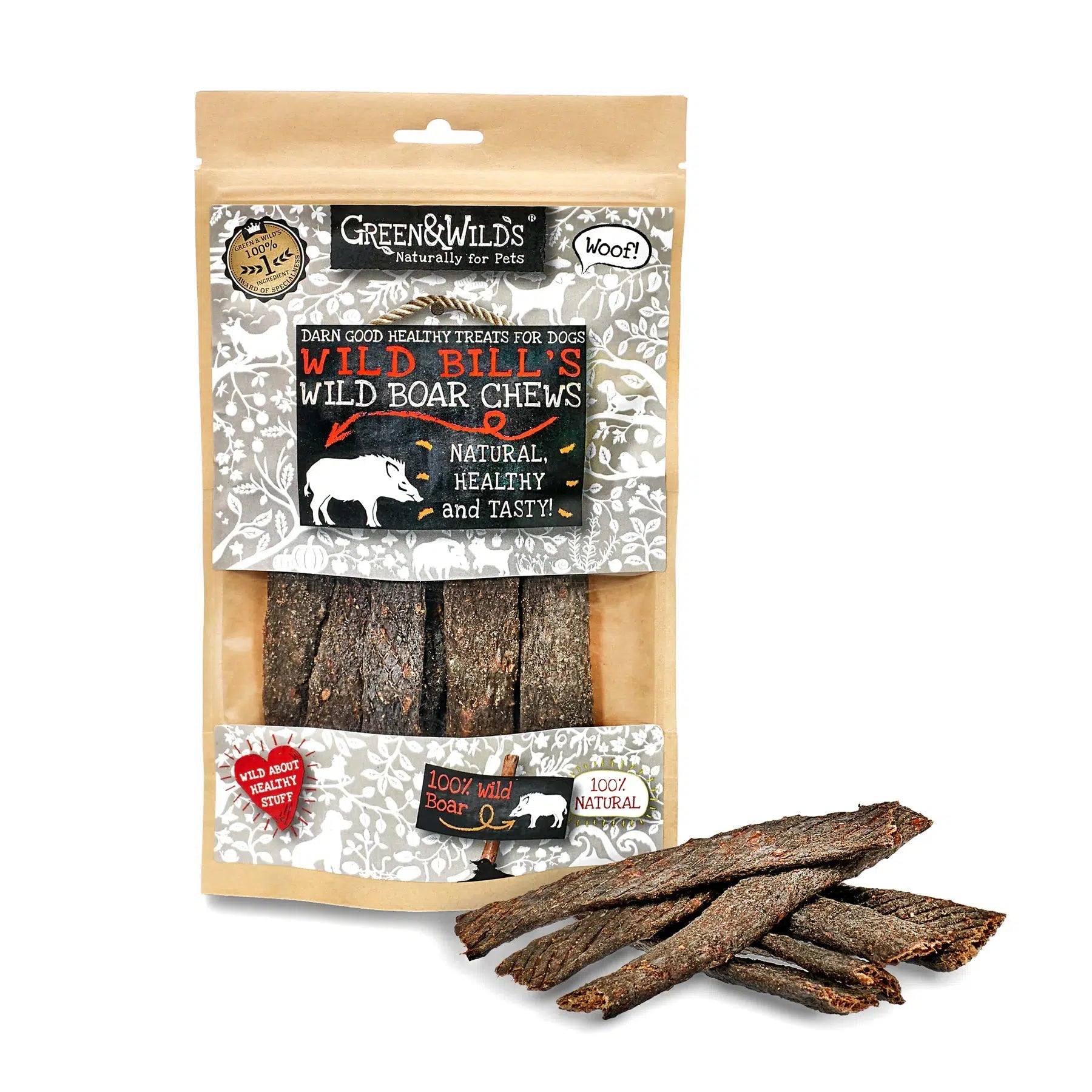 Green & Wilds | Wild Boar Chews 100g-Green & Wilds-Love My Hound