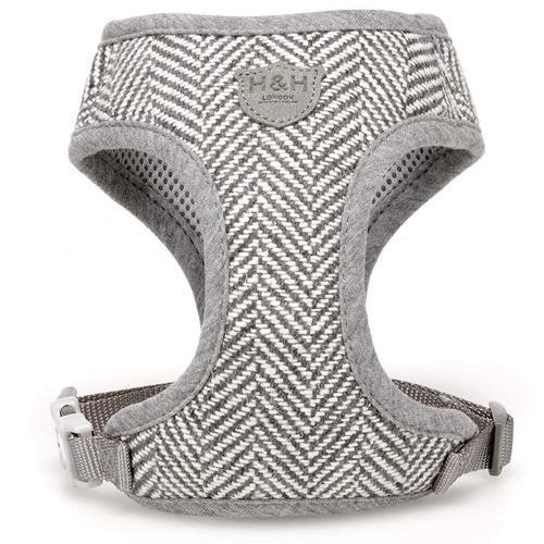 Hugo & Hudson | Grey Herringbone Tweed Dog Harness