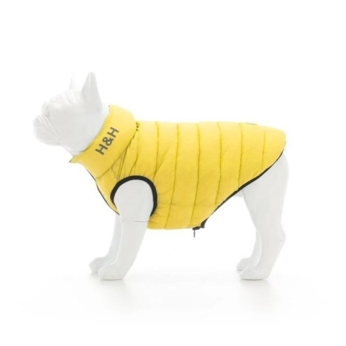Hugo & Hudson Reversible Puffer Jacket Yellow/Grey Love My Hound