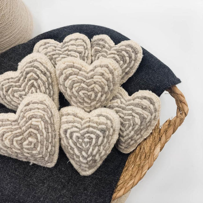 Alqo Wasi | Wool Toy - Embroidered Natural Heart-Alqo Wasi-Love My Hound