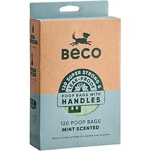 Beco | Degradable Dog Poop Bags with handles - 120 (MInt Scented)