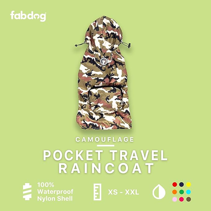 Fabdog | Camo Packaway Dog Raincoat-Fabdog-Love My Hound