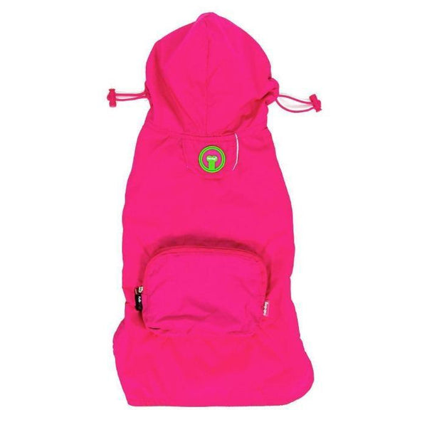 Fabdog Hot Pink Packaway Dog Raincoat