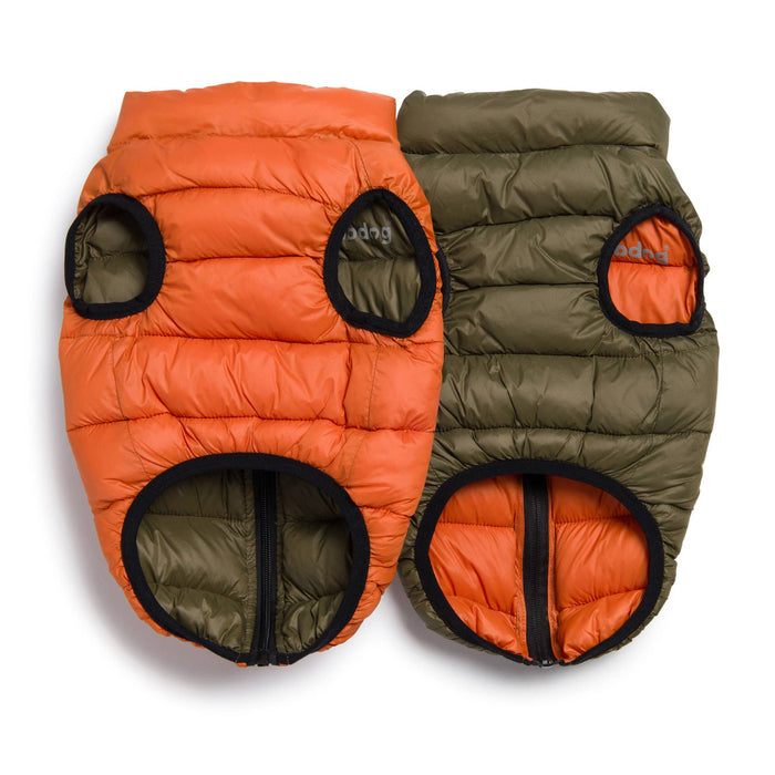 Fabdog | Pack N' Go Reversible Puffer Olive/Orange-fabdog-Love My Hound