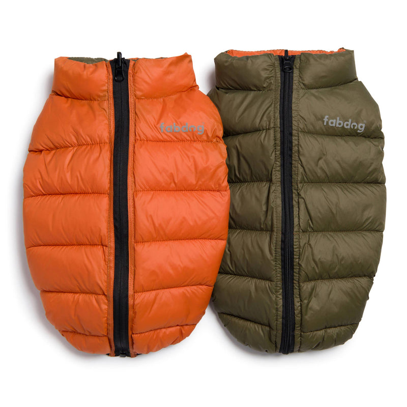 Fabdog | Pack N' Go Reversible Puffer Olive/Orange-fabdog-Love My Hound