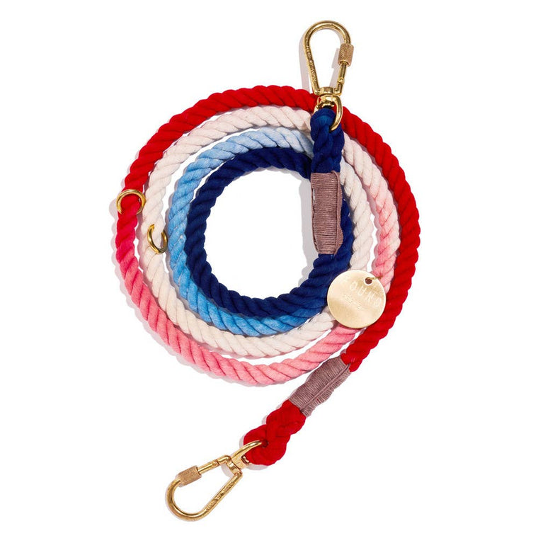Found My Animal | Original Red White & Blue Ombre Cotton Rope Dog Leash