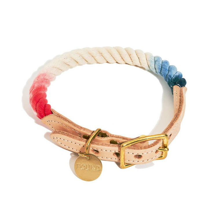 Found My Animal | Red White & Blue Ombre Cotton Dog Collar