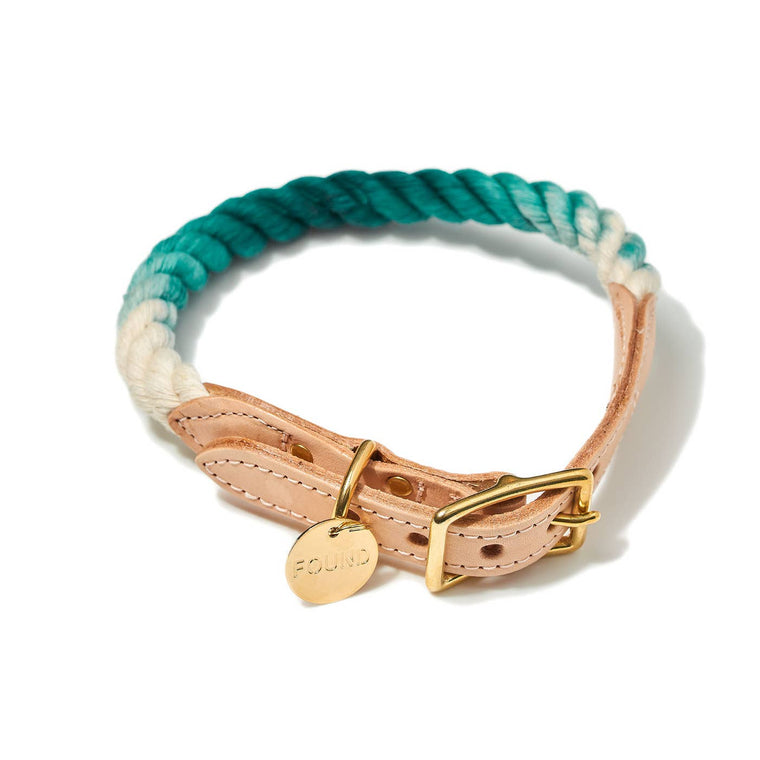 Found My Animal | Teal Ombre Cotton Rope Dog Collar