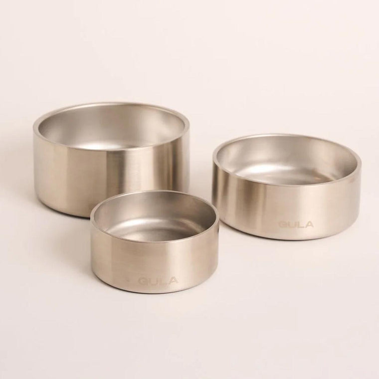 GULA | Double walled and insulated - Silver Dog Bowl