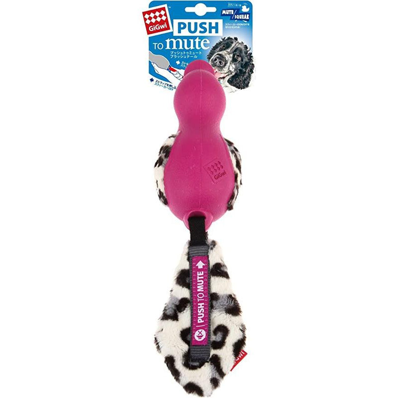 GiGwi - Duck 'Push To Mute' with Plush Tail - Dog Toy Pink-GiGwi-Love My Hound