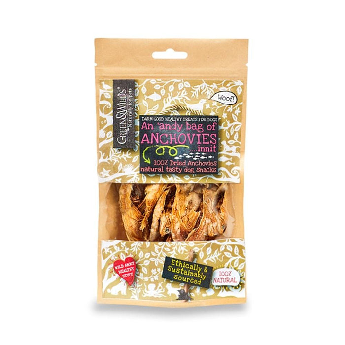 Green & Wilds - Bag of Anchovies Dog Treats - 50g-Green & Wilds-Love My Hound
