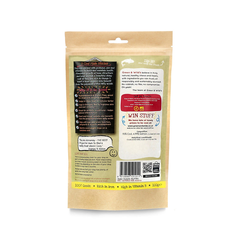 Green & Wilds | Cod Fish Sticks Dog Treats - 100g-Green & Wilds-Love My Hound