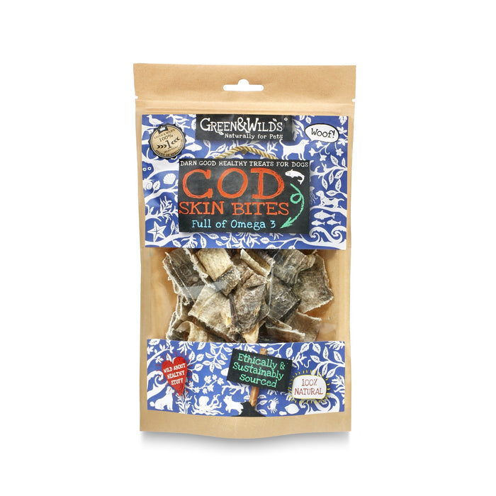 Green & Wilds | Cod Skin Bites Dog Treats 50g-Green & Wilds-Love My Hound