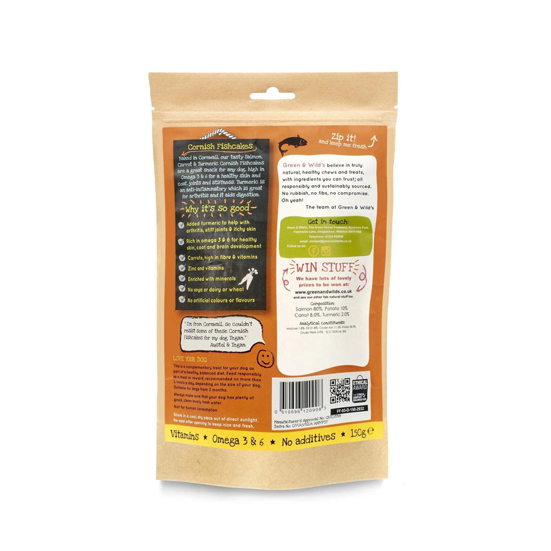 Green & Wilds | Cornish Fishcakes with Salmon & Turmeric Dog Treats 150g-Green & Wilds-Love My Hound