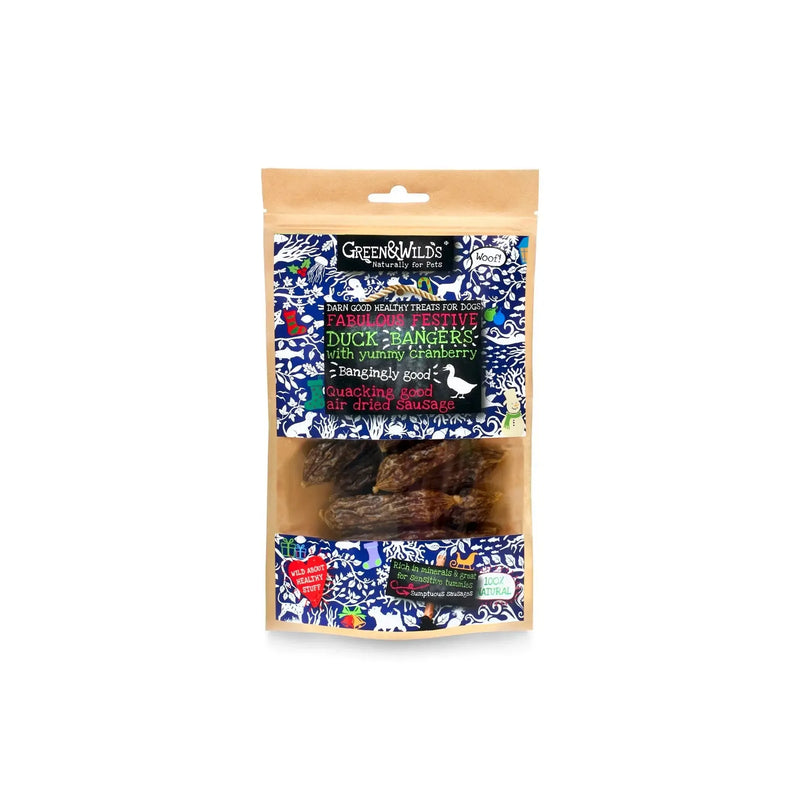 Green & Wilds | Duck & Cranberry Christmas Bangers 75g-Green & Wilds-Love My Hound