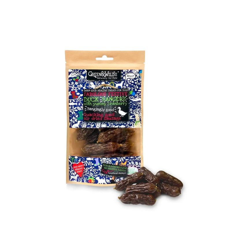 Green & Wilds | Duck & Cranberry Christmas Bangers 75g-Green & Wilds-Love My Hound
