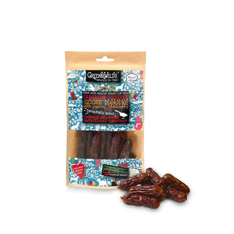 Green & Wilds | Goose & Cranberry Christmas Bangers 75g-Green & Wilds-Love My Hound