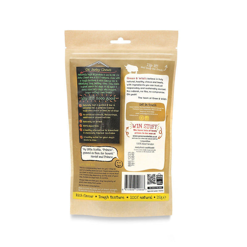 Green & Wilds | Ox Jerky Chews Dog Treats 150g-Green & Wilds-Love My Hound