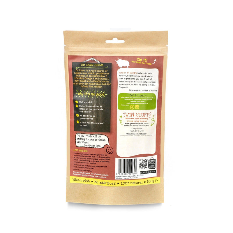Green & Wilds | Ox Liver Dog Chews 100g-Green & Wilds-Love My Hound