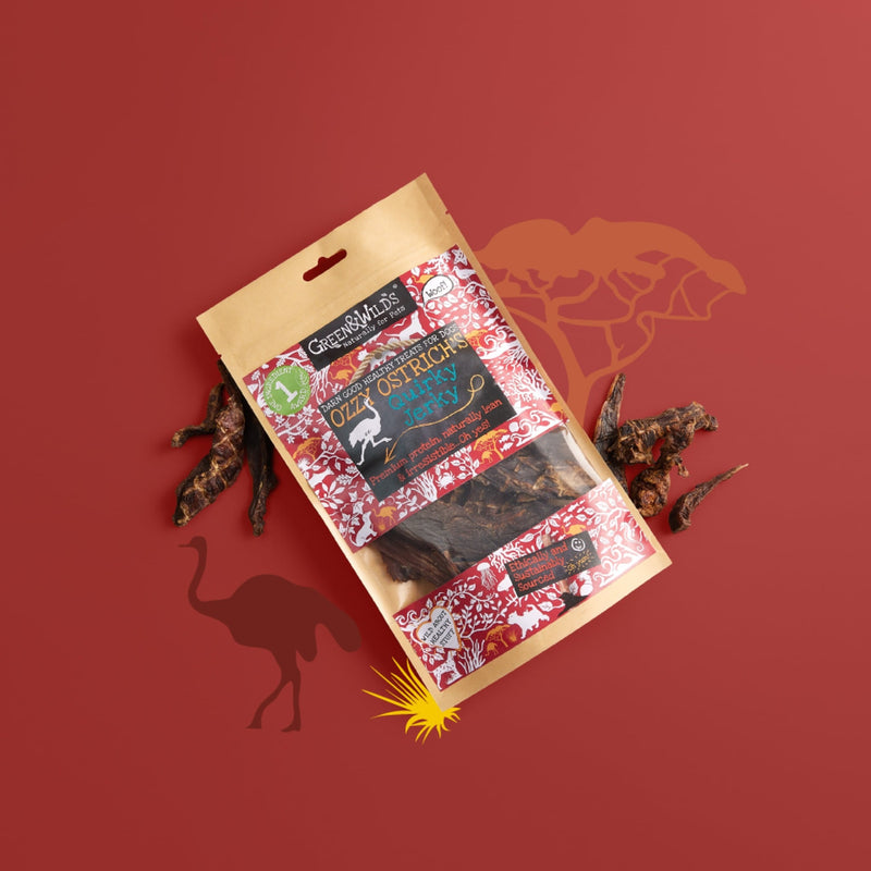 Green & Wilds | Ozzy Ostrich's Quirky Jerky, 100g-Green & Wilds-Love My Hound