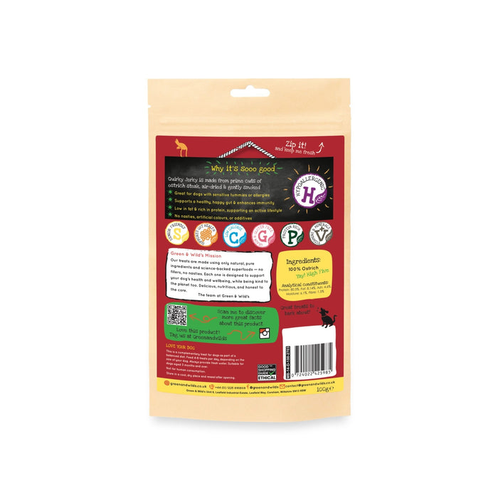 Green & Wilds | Ozzy Ostrich's Quirky Jerky, 100g-Green & Wilds-Love My Hound