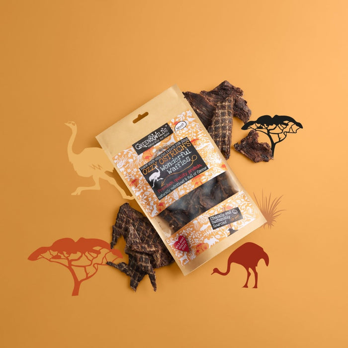 Green & Wilds | Ozzy Ostrich's Wonderful Waffles 100g-Green & Wilds-Love My Hound
