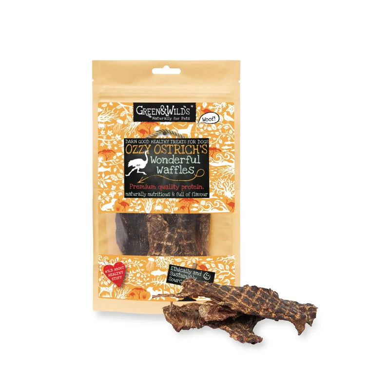 Green & Wilds | Ozzy Ostrich's Wonderful Waffles 100g-Green & Wilds-Love My Hound