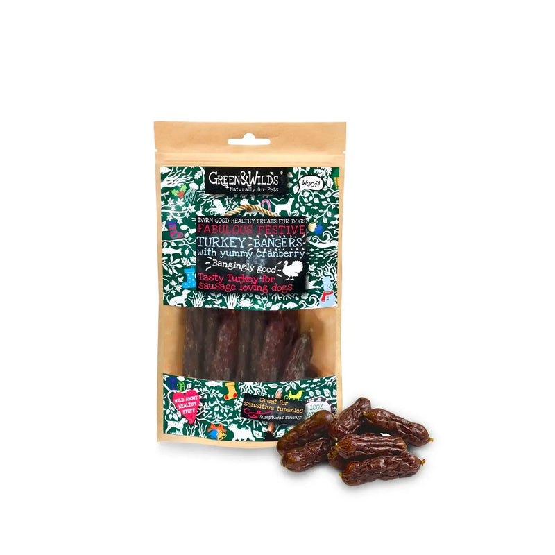Green & Wilds | Turkey & Cranberry Christmas Bangers 75g-Green & Wilds-Love My Hound