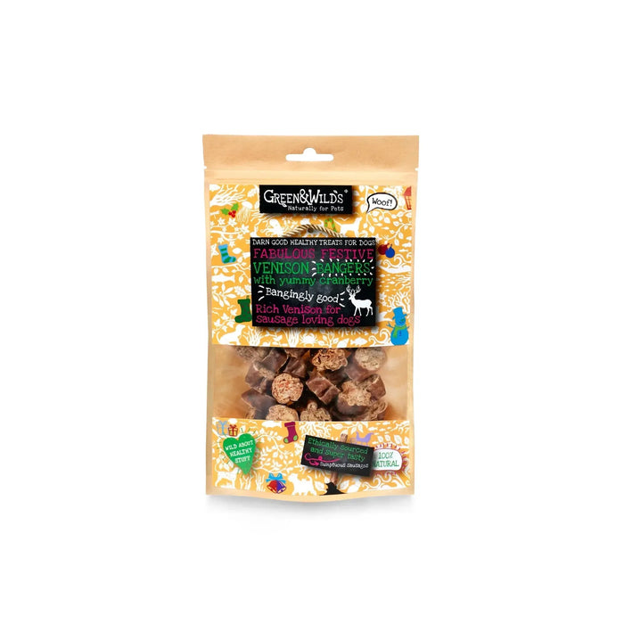 Green & Wilds | Venison & Cranberry Christmas Bangers 75g-Green & Wilds-Love My Hound