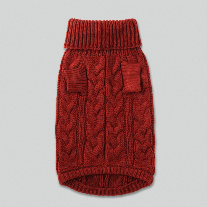 Hugo & Hudson | Hackett x Hugo Hudson Cable Knit Pullover Dog Jumper - Brick-Hugo & Hudson-Love My Hound