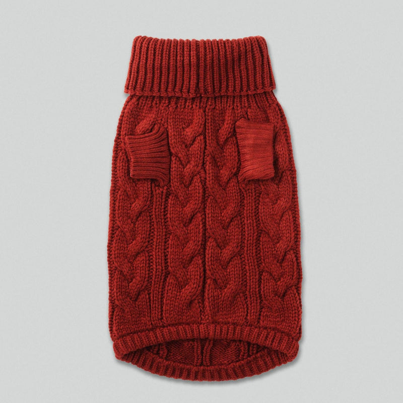 Hugo & Hudson | Hackett x Hugo Hudson Cable Knit Pullover Dog Jumper - Brick-Hugo & Hudson-Love My Hound