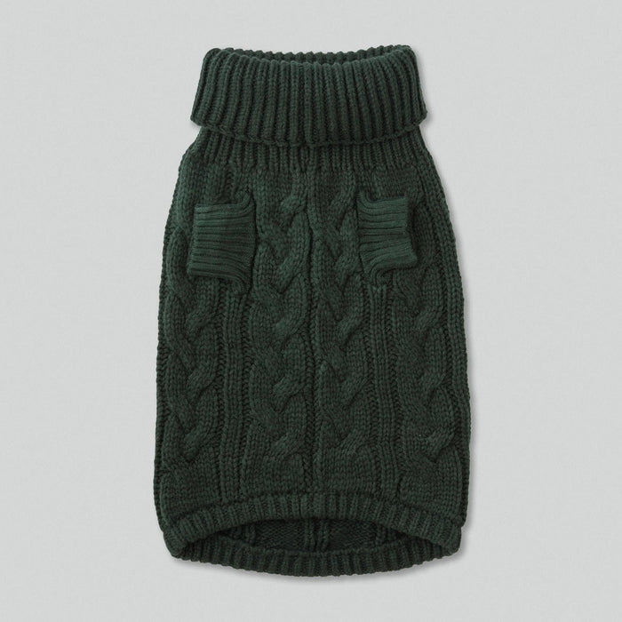 Hugo & Hudson | Hackett x Hugo Hudson Cable Knit Pullover Dog Jumper - Green-Hugo & Hudson-Love My Hound