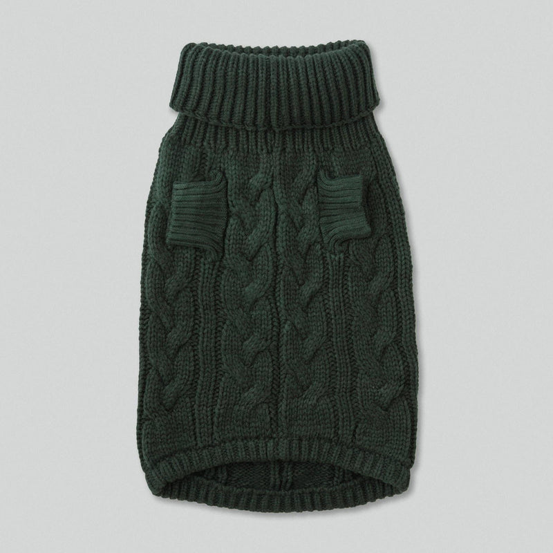Hugo & Hudson | Hackett x Hugo Hudson Cable Knit Pullover Dog Jumper - Green-Hugo & Hudson-Love My Hound