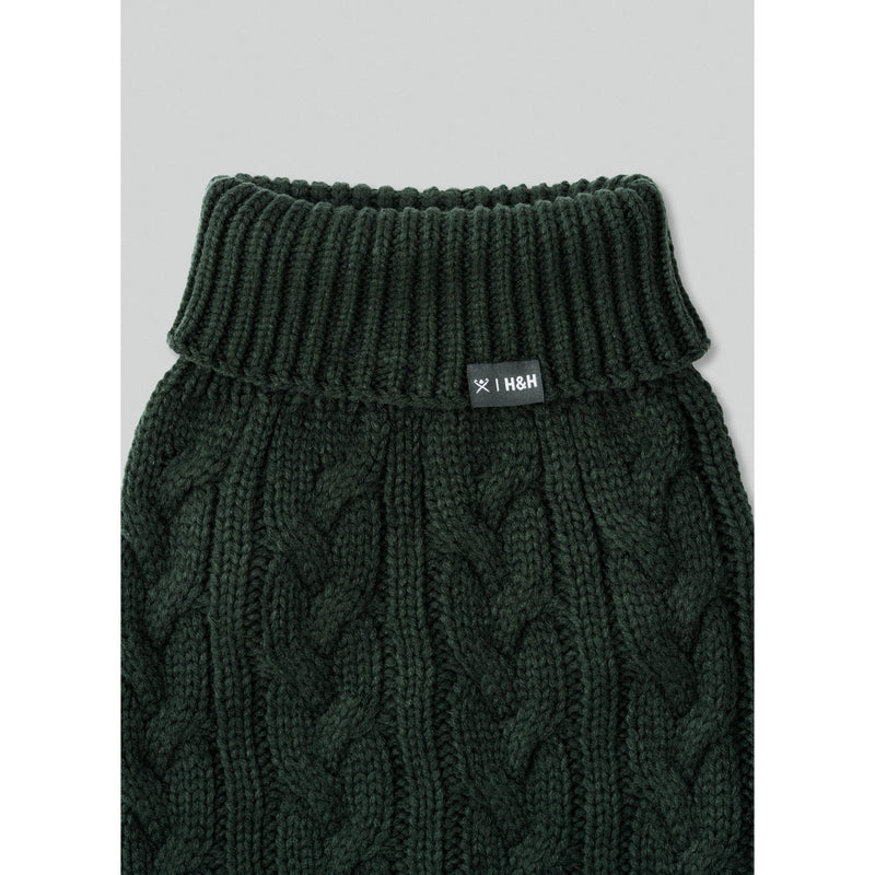 Hugo & Hudson | Hackett x Hugo Hudson Cable Knit Pullover Dog Jumper - Green-Hugo & Hudson-Love My Hound