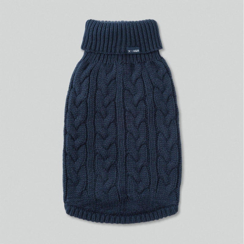 Hugo & Hudson | Hackett x Hugo Hudson Cable Knit Pullover Dog Jumper - Navy-Hugo & Hudson-Love My Hound