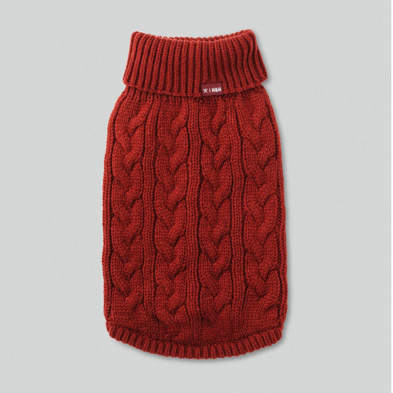 Hugo & Hudson X Hackett | Cable Knit Pullover Dog Jumper - Brick-Hugo & Hudson-Love My Hound