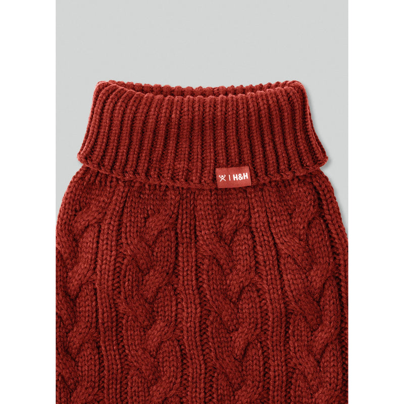 Hugo & Hudson X Hackett | Cable Knit Pullover Dog Jumper - Brick-Hugo & Hudson-Love My Hound