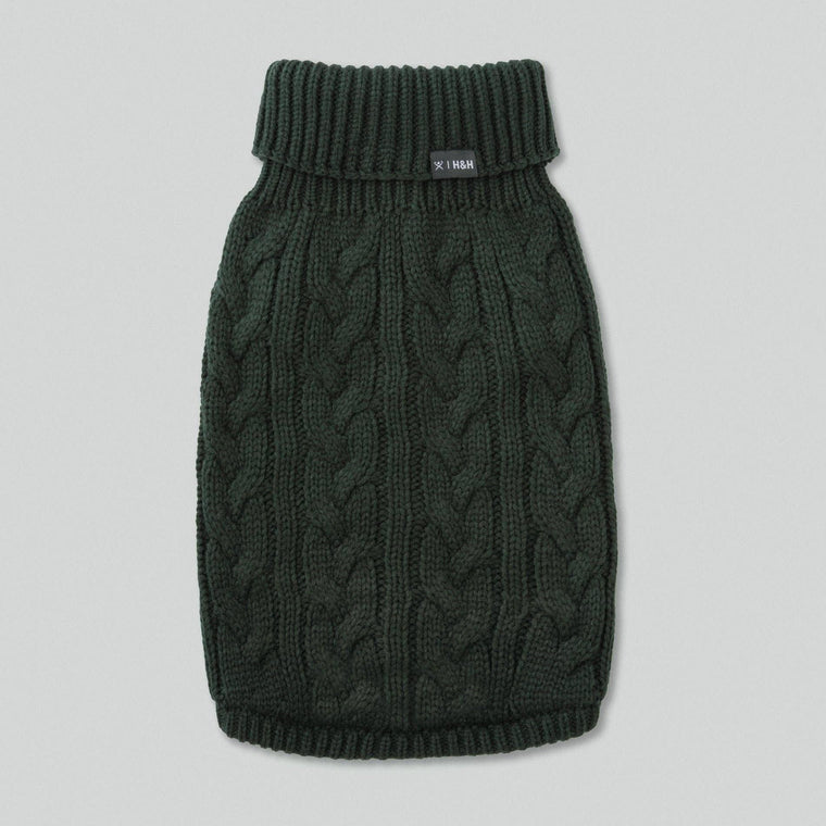 Hugo & Hudson X Hackett | Cable Knit Pullover Dog Jumper - Green