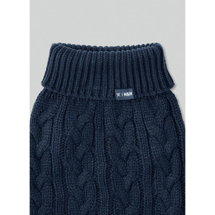 Hugo & Hudson X Hackett | Cable Knit Pullover Dog Jumper - Navy-Hugo & Hudson-Love My Hound