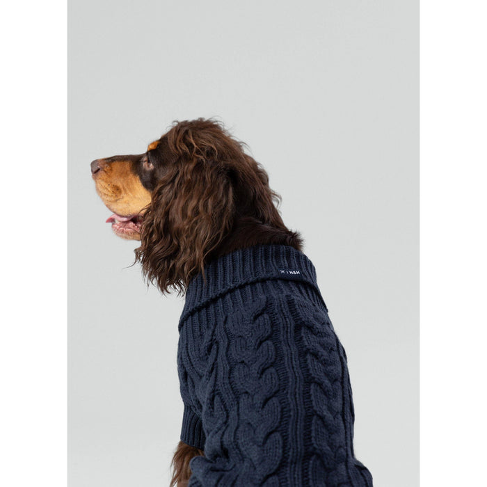Hugo & Hudson X Hackett | Cable Knit Pullover Dog Jumper - Navy-Hugo & Hudson-Love My Hound