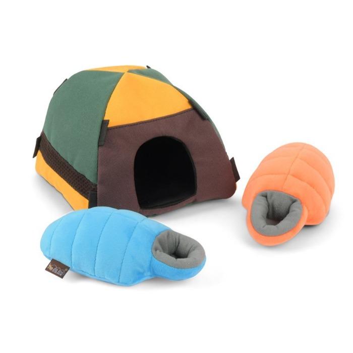 tent for puppies Plush Dog Toy - Camp Corbin - Trailblazing Tent