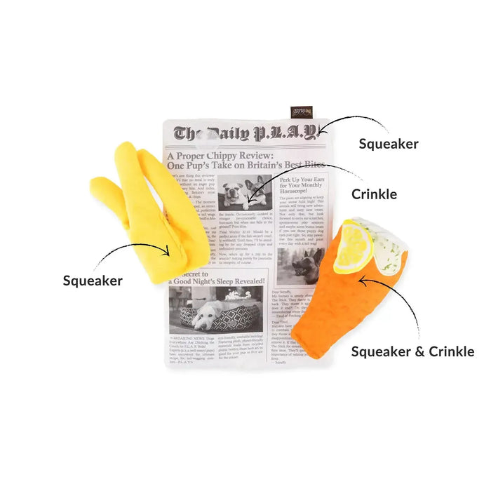 P.L.A.Y | International Classic Fish & Chips - Plush Dog Toy-P.L.A.Y-Love My Hound