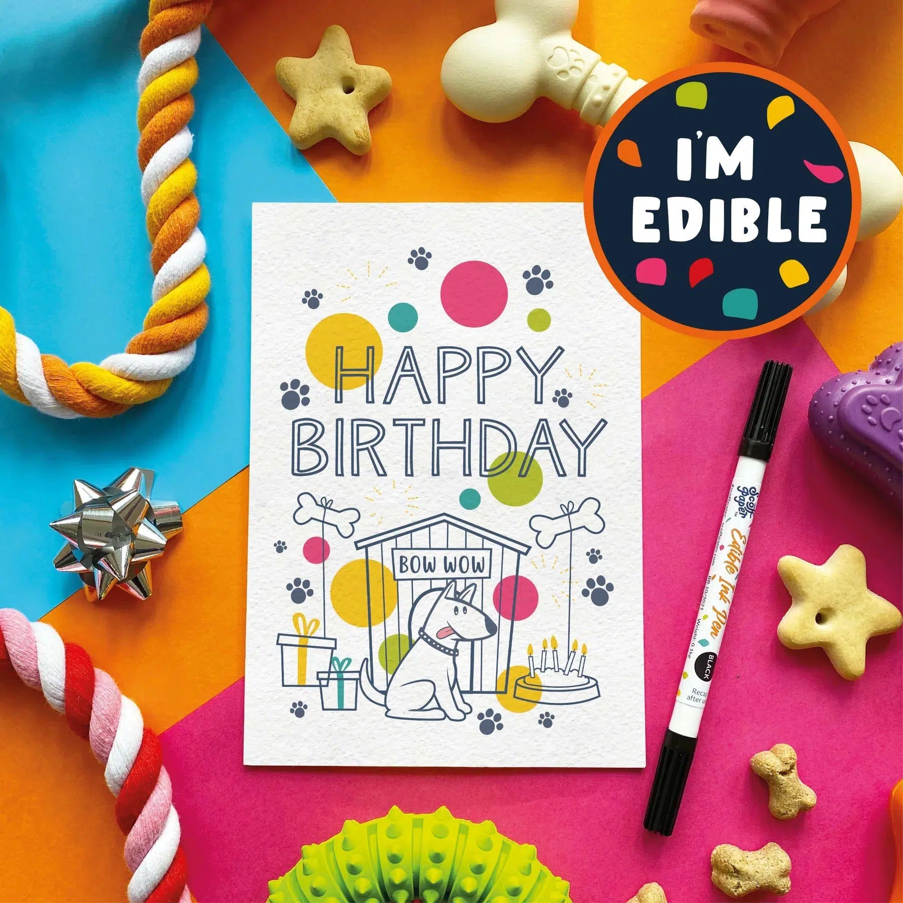 Scoff Paper| Happy Birthday Bow Wow - Edible Birthday Card-Scoff Paper-Love My Hound