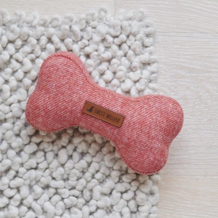 Sweet William - Tweed Dog Bone Toy - Orange-Sweet William-Love My Hound