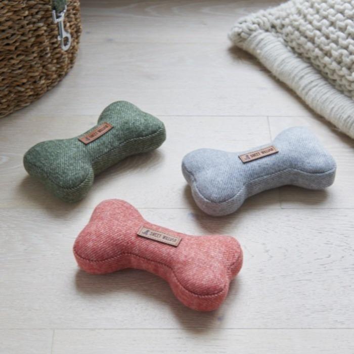 Sweet William - Tweed Dog Bone Toy - Orange-Sweet William-Love My Hound