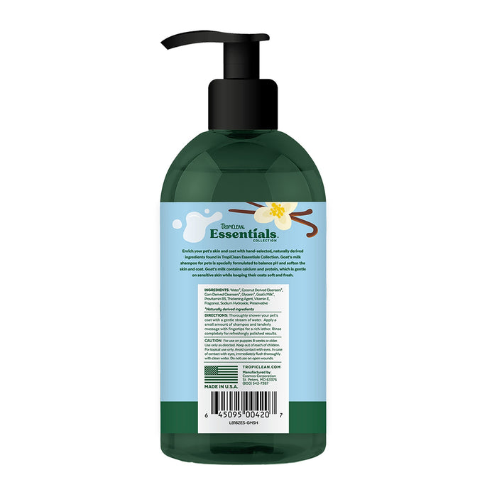 Tropiclean Essentials - Goat's milk hypoallergenic dog shampoo for dog's puppies and cats-Tropiclean-Love My Hound